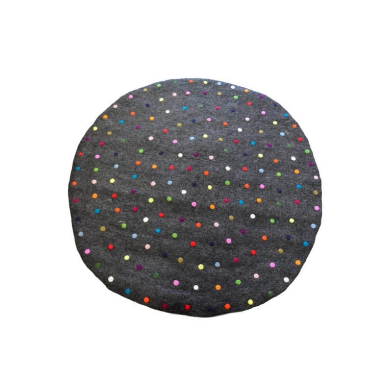 Spotty Teppich mit bunten Farbtupfern Dunkelgrau Natur 120 cm