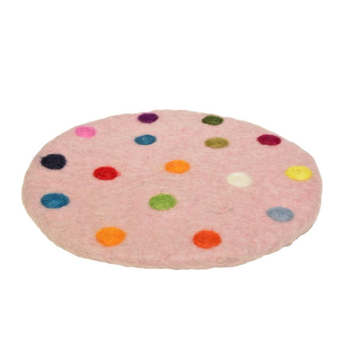 "Spotty" - Filz Untersetzer rund ca. 20 cm - Grundfarbe: rosa