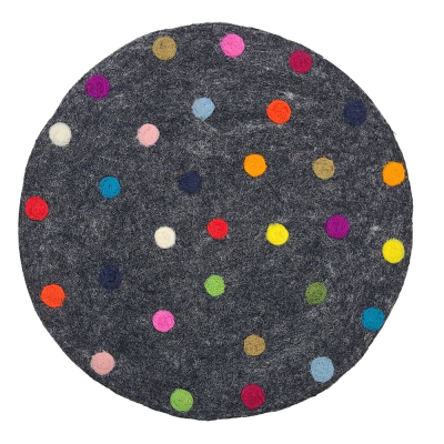 Sitzkissen rund ca. 35 cm "Spotty" - Anthrazit mit Tupfen