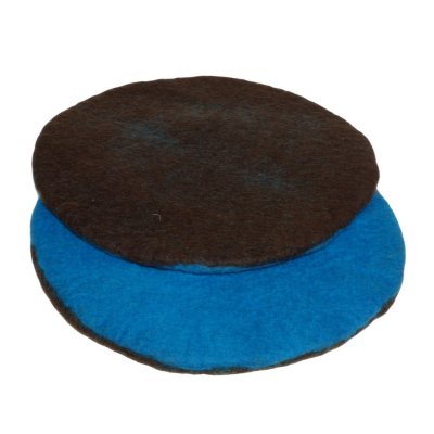 Rundes Sitzkissen aus Filz - Ø ca. 40 cm: Schokolade / Wasserblau