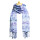 Schal aus Wolle (50%) und Viskose (50%) - Blumenmuster: Blau