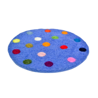 "Spotty" - Filz Untersetzer rund ca. 20 cm - Grundfarbe: Helles Blau