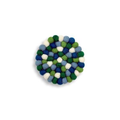 Filz Untersetzer dünne Kugeln, Ø ca 10 cm - Grün/Blau/Weiß
