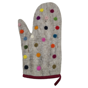 Topfhandschuh aus Filz Spotty Hellgrau rechte Hand