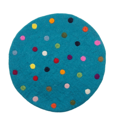 Sitzkissen rund ca. 35 cm "Spotty" - Petrol mit Tupfen