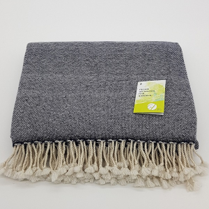 Wolldecke mit Salz & Pfeffer-Muster - Blau/Weiß