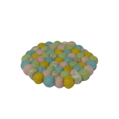 Filz Untersetzer dünne Kugeln, Ø ca 10 cm  - Pastellkreide