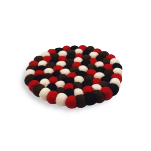 Filz Untersetzer Rund dicke Kugeln ca. 20 cm - Rot/Weiß/Schwarz/Schokolade