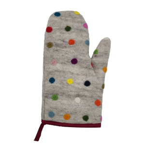 Topfhandschuh aus Filz Spotty Hellgrau linke Hand