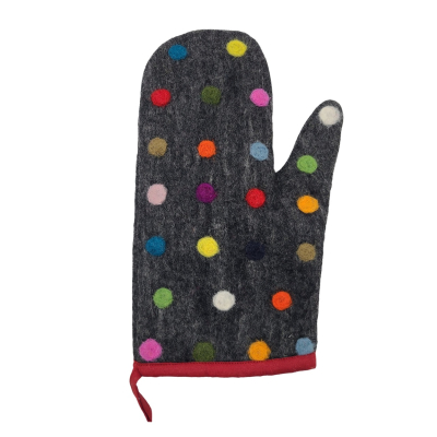 Topfhandschuh aus Filz Spotty Anthrazit linke Hand