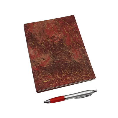 Notizbuch A5, Umschlag in Rot/Gold Tönen