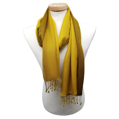 Schal mit farbigem Verlauf (70% Wolle, 30% Seide), Ocker