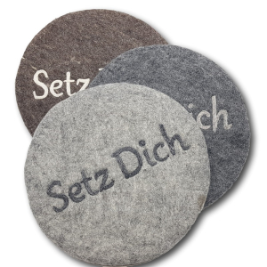 Filzkissen rund Ø 35 cm "Setz Dich" - verschiedene Farben