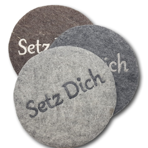 Filzkissen rund Ø 35 cm "Setz Dich" -...