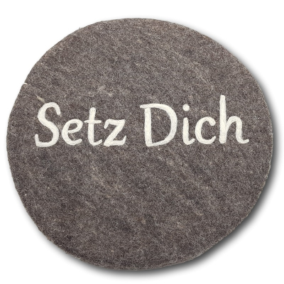 Filzkissen rund Ø 35 cm "Setz Dich" -  Graubraun