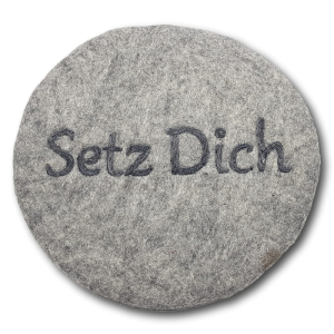 Filzkissen rund Ø 35 cm Setz Dich -  Hellgrau