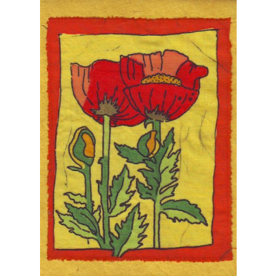 Grußkarte Klatschmohn auf gelb