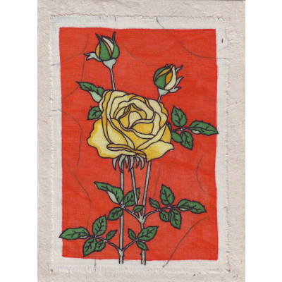 Grußkarte Rose gelb, orange H. auf Natur