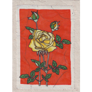 Grußkarte Rose gelb, orange H. auf Natur