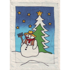 Grußkarte Schneemann mit Tannenbaum
