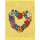 Grußkarte Blumenkranz Herz gelb