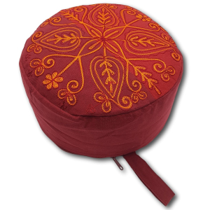 Yoga-Sitzkissen (rot) aus Baumwolle mit roter Stickerei...