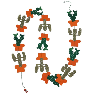 Papier Girlande aus Lokta Papier - Kaktus, orange