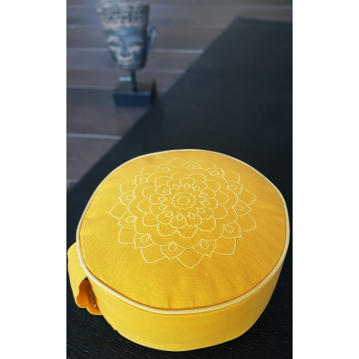 Yoga/Meditationskissen mit Stickerei (ca. Ø 25 cm / 10 cm hoch) - verschiedene Farben
