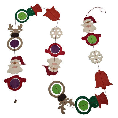 Papier Girlande aus Lokta Papier - Weihnachtsmann und Schneemann 
