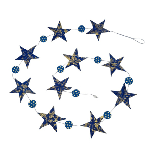 Papier Girlande, Origami Sterne in Blau