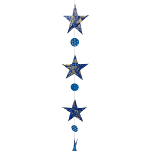 Papier Girlande, Origami Sterne in Blau