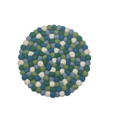 Filz Untersetzer dünne Kugeln, Ø ca. 21 cm - Grün/Blau/Weiß