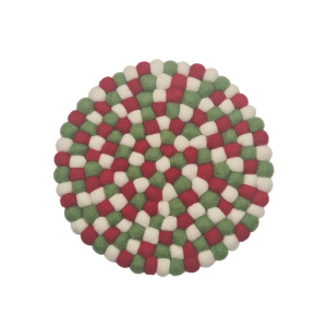 Filz Untersetzer dünne Kugeln, Ø ca. 21 cm - Rot/Weiß/Grün