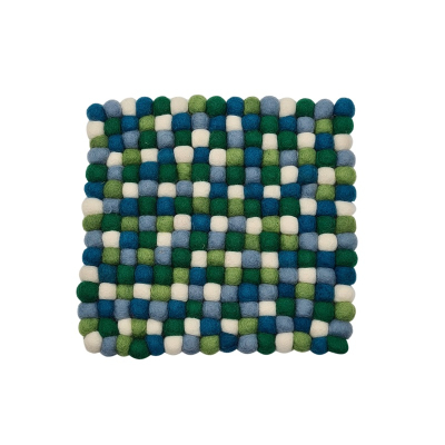 Filz Untersetzer, dünne Kugeln ca. 21*21 cm - Grün/Blau/Weiß