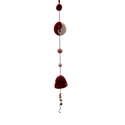 Filz-Hänger Ying Yang mit Glocke - Rot