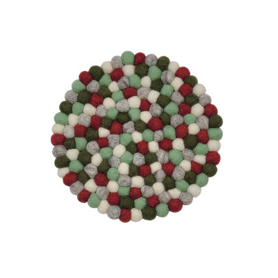 Filz Untersetzer dünne Kugeln, Ø ca. 21 cm - Grün/Rot/Weiß