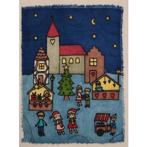 Grußkarte Weihnachtsmarkt am Abend