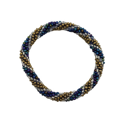 Armband, 3er Set - Muster #2 Blau mit Gold