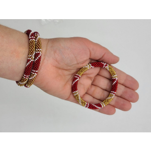 Armband, 3er Set - Muster #5 Rot & Gold mit Weiß