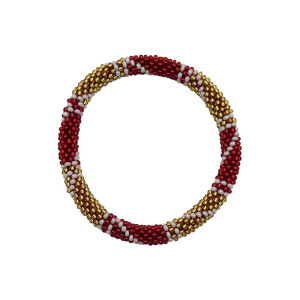 Armband, 3er Set - Muster #5 Rot & Gold mit Weiß