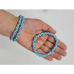 Armband, 3er Set - Muster #13 Weiß mit Blau