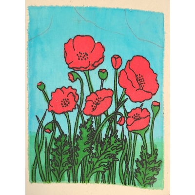 Grußkarte Klatschmohn auf Blau