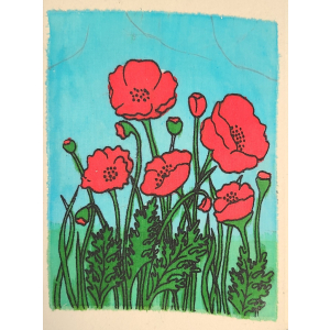 Grußkarte Klatschmohn auf Blau