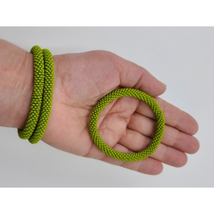 Armband, 3er Set - Gelbgrün matt