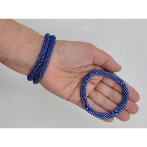Armband, 3er Set - Blau glänzend