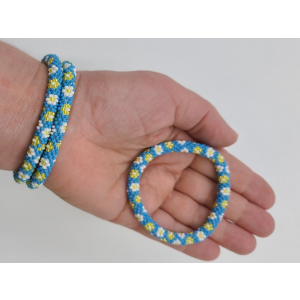 Armband, 3er Set - Muster #25  Hellblau mit Weiß...