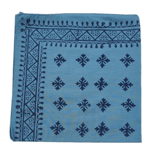 Nicki Scarf, Light Blue with Dark Blue Print