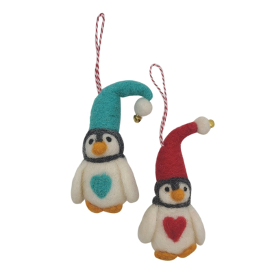 Filz Deko: Hänger Pinguin mit Glöckchen (VE 2)