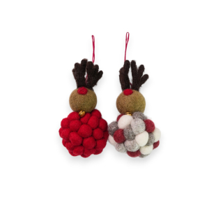 Filz Deko: Hänger Rudi PomPom (2er Set)