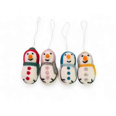 Filz Deko: Hänger Schneemann bunt (4er Set)